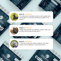 Real results from our calming formula, showing a visible reduction in dog anxiety and stress.