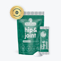 Hip & Joint Formula with Glucosamine and Probiotics | Pro Formula - PetCultures Canine Dog Probiotics Prebiotics Postbiotics Supplement For Gut Health Box Front